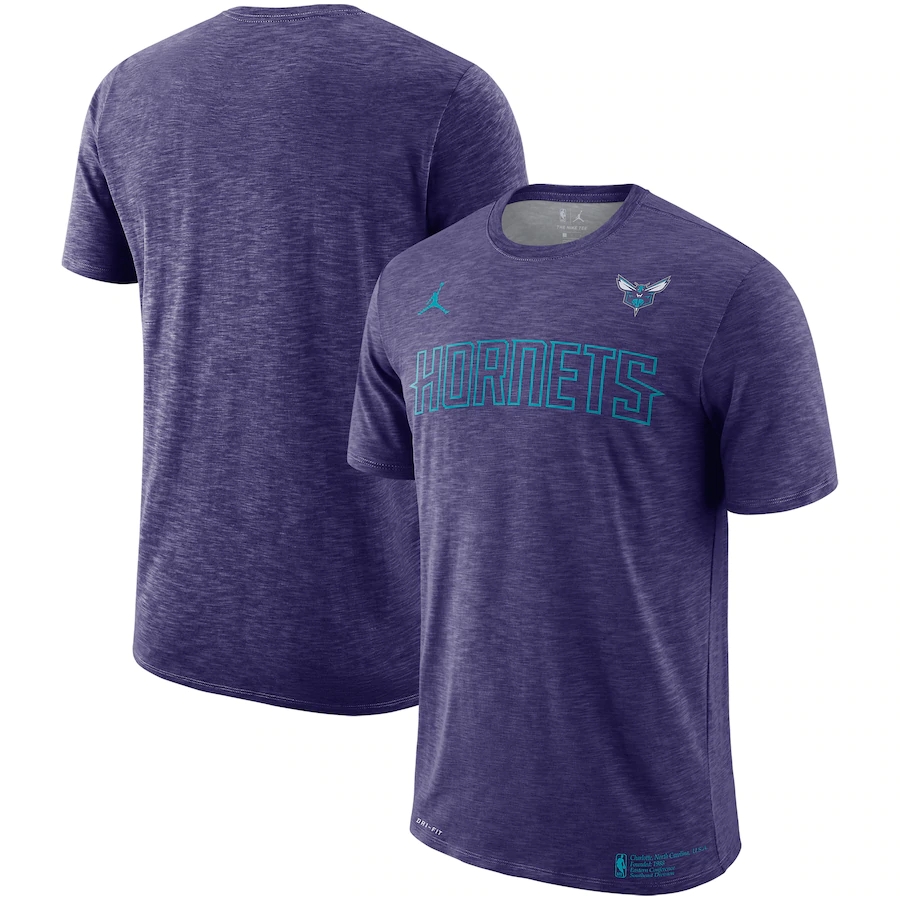 2020 NBA Men Nike Charlotte Hornets Heathered Purple Essential Facility Performance TShirt->nba t-shirts->Sports Accessory